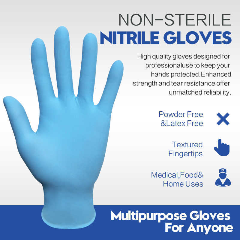 20/Nitrile Gloves Black Blue Latex Free Disposable Working Safety For Kitchen Housework Tattoo Haircut