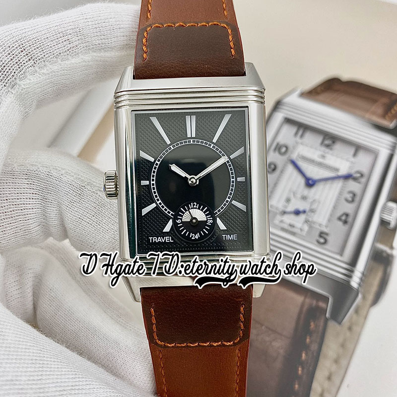 MGF Reverso Tribute Duoface mg3848422 Herrenuhr 854A/2 Mechanisch Handaufzug Duale Zeitzone Stahlgehäuse Silbernes Zifferblatt Lederarmband Super V2 Edition Ewigkeitsuhren