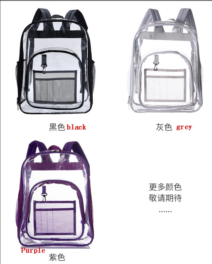 Kostümzubehör PVC Wasserdichte transparente Schultasche Durchsichtige Rucksäcke Rucksack mit großer Kapazität Solider transparenter Rucksack