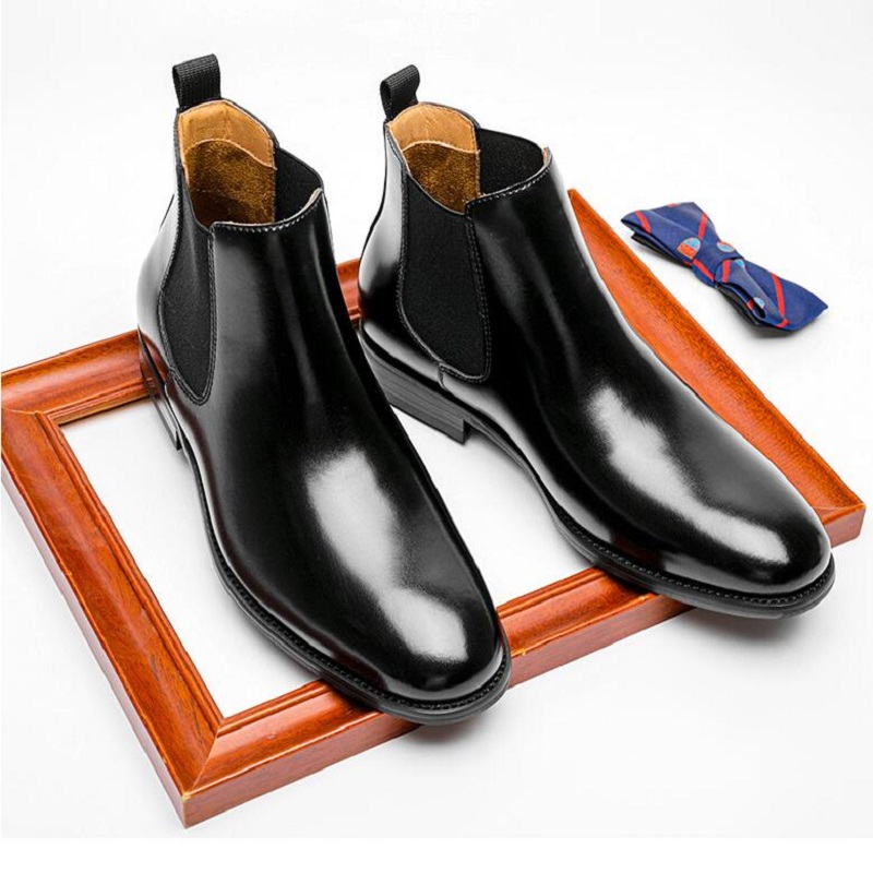 Chelsea Boots Men Black Brown Business Krótkie buty dla mężczyzn ręcznie robione kostki zapatos hombre da025