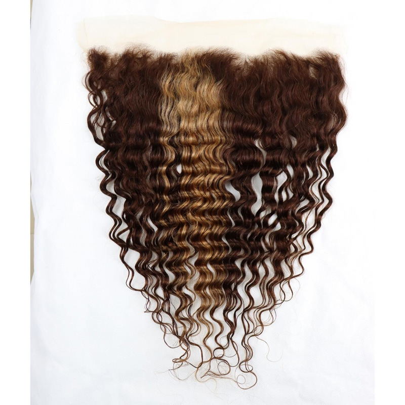 P4/27 Deep Wave Yirubeauty Double Wefts 3 пучки с кружевным кружевом фронталом.