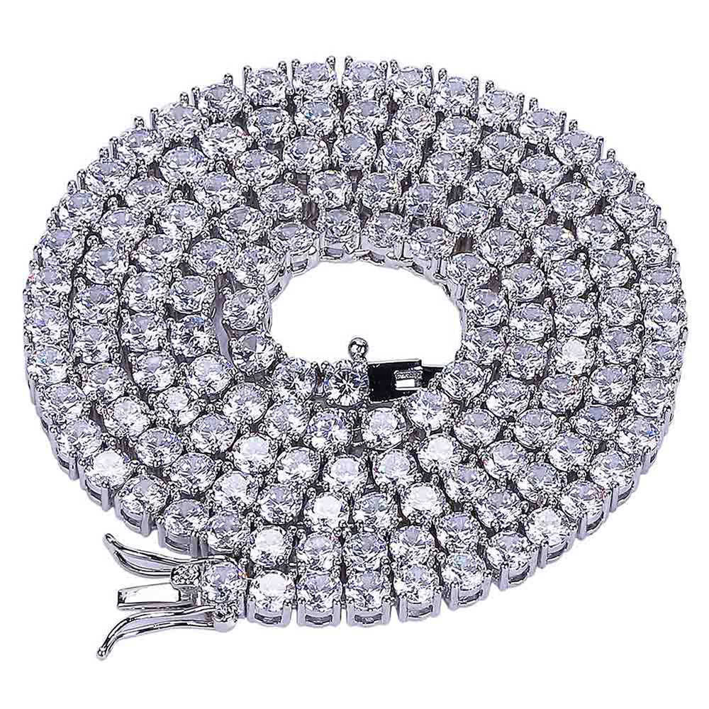 Diamond VVS łańcuch bioder biżuterii srebrny naszyjnik 925 3 mm do 5 mm przełęcz Diamentowy tester moissanite vvs łańcuch tenisowy235y