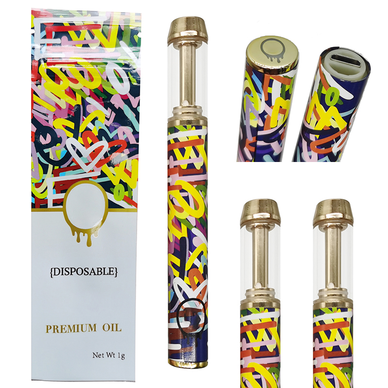 USA California Honey Disposable Vape stylo 1 ml d'épaisseur d'huile E-cigarettes en cuivre Conseils de cuivre rechargeables 400mAh Vaporisateur de batterie vides sacs d'emballage coloré QR Autocollants