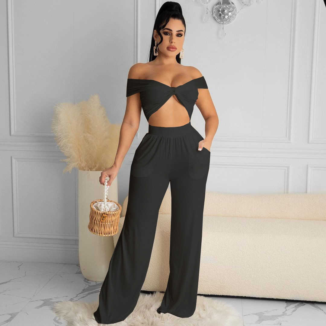 Two Piece Dress Summer Shinny Off Shoulder Solid Long Pant Print Women Casual Set Tracksuit Sexy Suit Set Lady Sets T230113