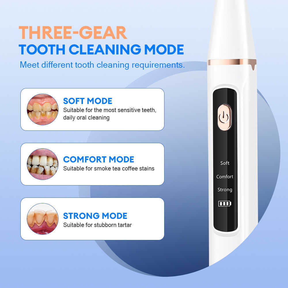 Oral Irrigators Andra hygien ultraljuds tandskala för tänder Tartar Stain Tooth Calculus Remover Electric Sonic Plack Cleaner Stone 221215