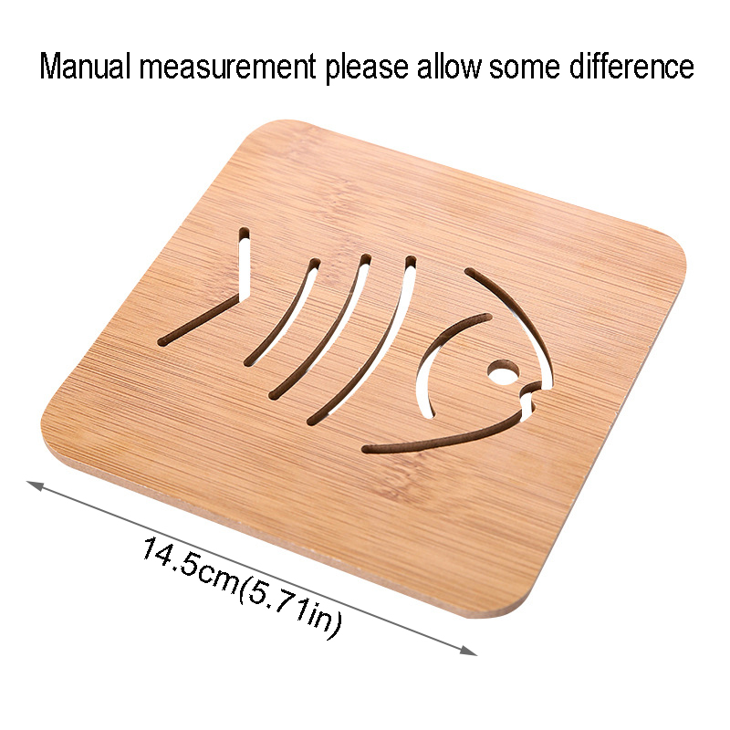 Animal Wood Heat Wood Heat Resistant Pad Bamboo Hollow Wooden Coaster Thick Insulation Pads Table Non-Slip Pot Bowl Tray Mat ZXF1110