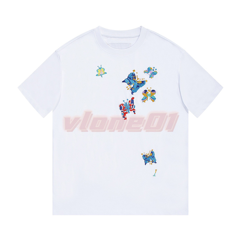 T-shirt casual da uomo da donna Designer Moda da uomo T-shirt con ricamo a farfalla Coppie Street T-shirt estive Taglia XS-L