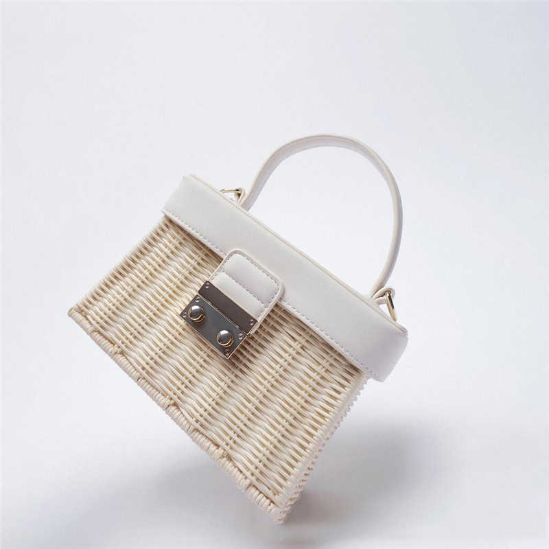 Evening bag White Size Flip Vintage Straw Handbag Woven Crossbody Bags Casual Po