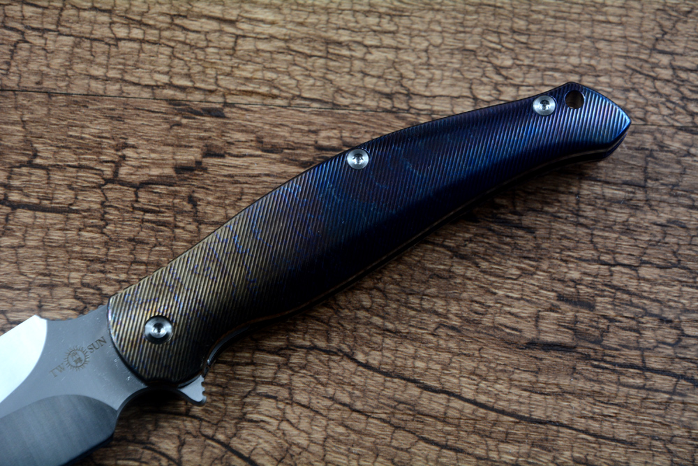 Składany nóż kieszonkowy Kolorowy tytanowa rączka Flipper D2 Satin Blade Outdoor Camping Hunting Zebrane narzędzie EDC TS248