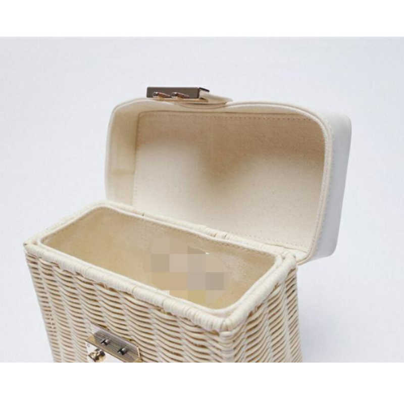 Evening bag White Size Flip Vintage Straw Handbag Woven Crossbody Bags Casual Po