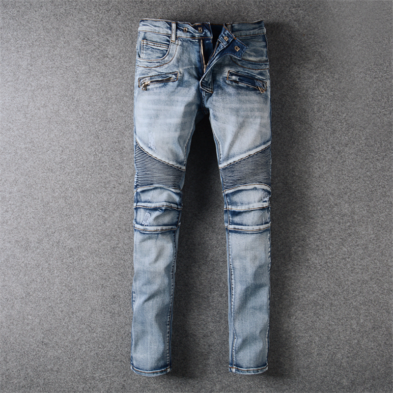 Herren-Jeans für Jungs, Rip Slim Fit, Skinny-Mann-Hose, orangefarbene Stern-Patches, mit Biker-Denim, Stretch-Kult-Stretch-Motorrad, trendiger langer, gerader Hip-Hop mit Loch