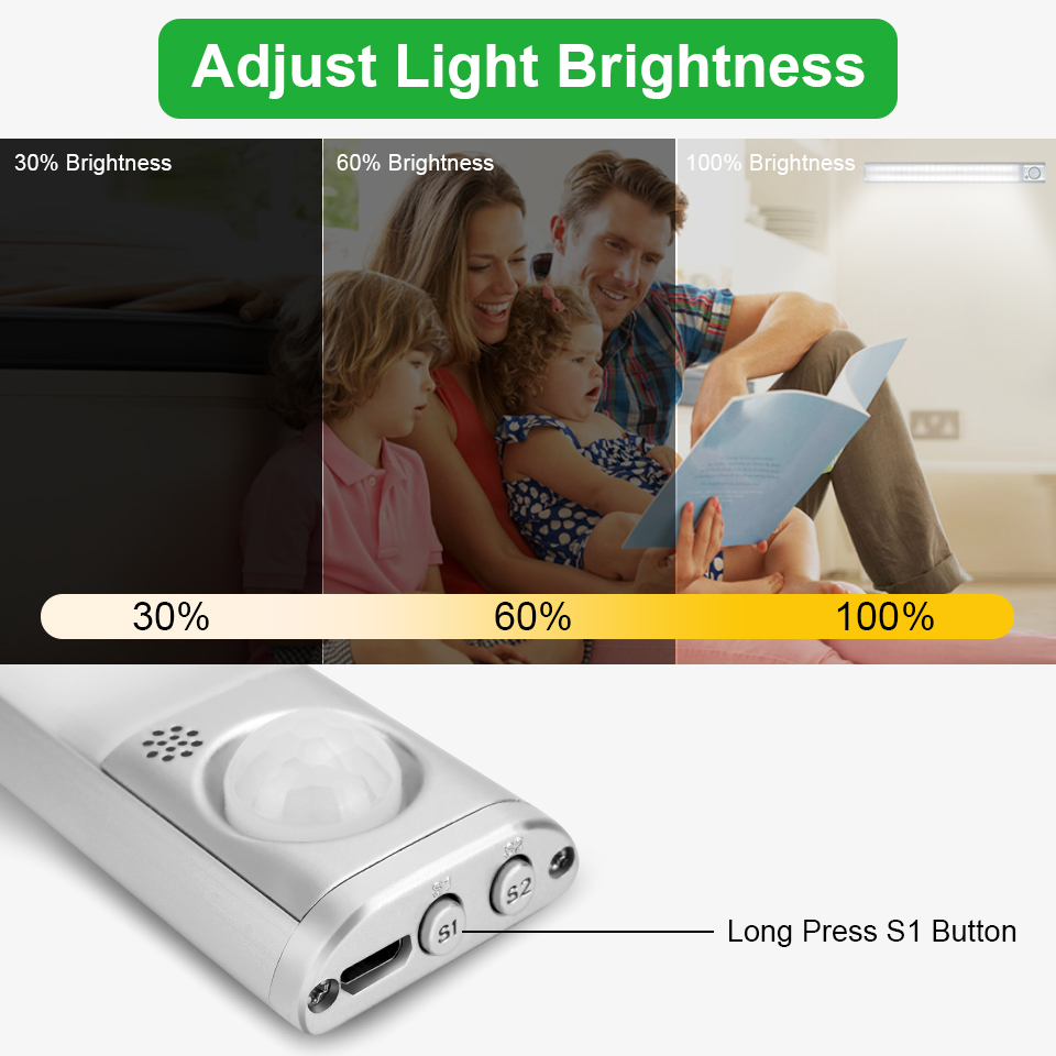 160 LED veilleuse USB capteur de mouvement lumière Rechargeable lampe à LED chambre décor veilleuse rétro-éclairage pour armoires