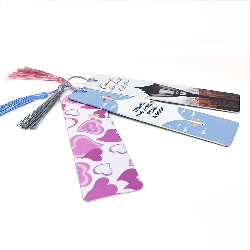 Sublimation Blank Bookmark Double sided Metal Blank Bookmarks with Hole and Tassels Notes to Decorate DIY Crafts Z11