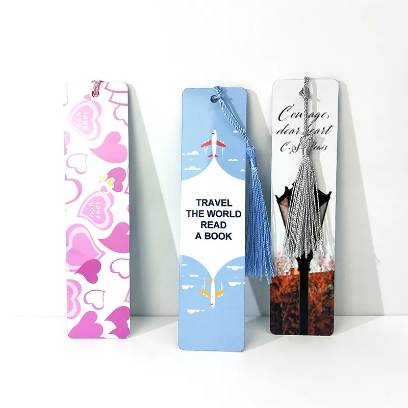 Sublimation Blank Bookmark Double sided Metal Blank Bookmarks with Hole and Tassels Notes to Decorate DIY Crafts Z11