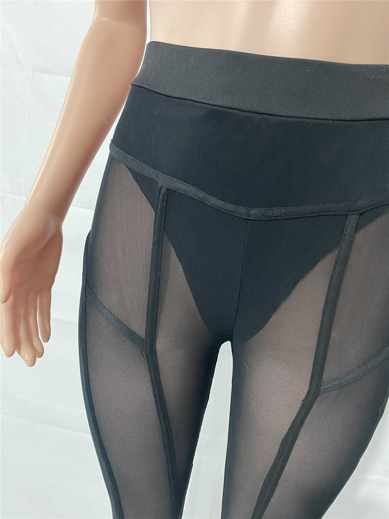 Dwuczęściowa sukienka Echoine Sheer siath See Through Pants Zestaw Dwuczęściowy zestaw puste spinne spodnie seksowne imprezy nocne stroje uliczne t230113