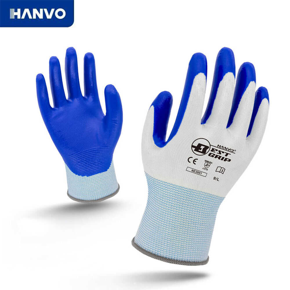Nouveau es de gants de travail en Polyester Nitrile résistant aux gaz d'huile