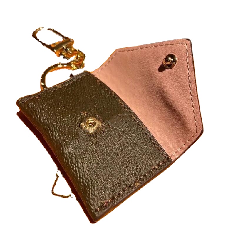 Fashion Purse Pendant Designer Letter Wallet Keychain Keyring Car Chain Charm Brown Flower Mini Bag Trinket Gifts Accessories320p