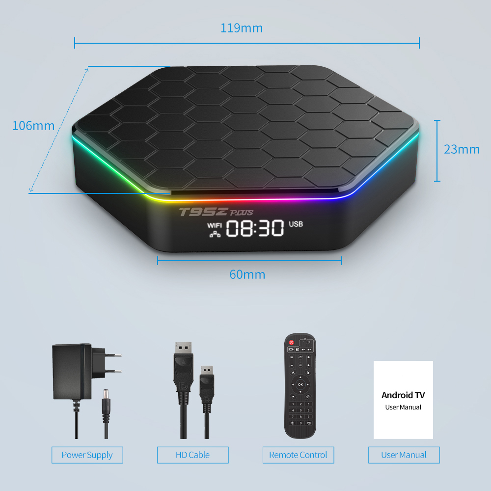 T95Z PLUS Android 12 TV Box Allwinner H618 6K 2.4G 5G Wifi6 4GB 64B 32GB 2GB16GB BT5.0 H.265 récepteur de lecteur multimédia mondial