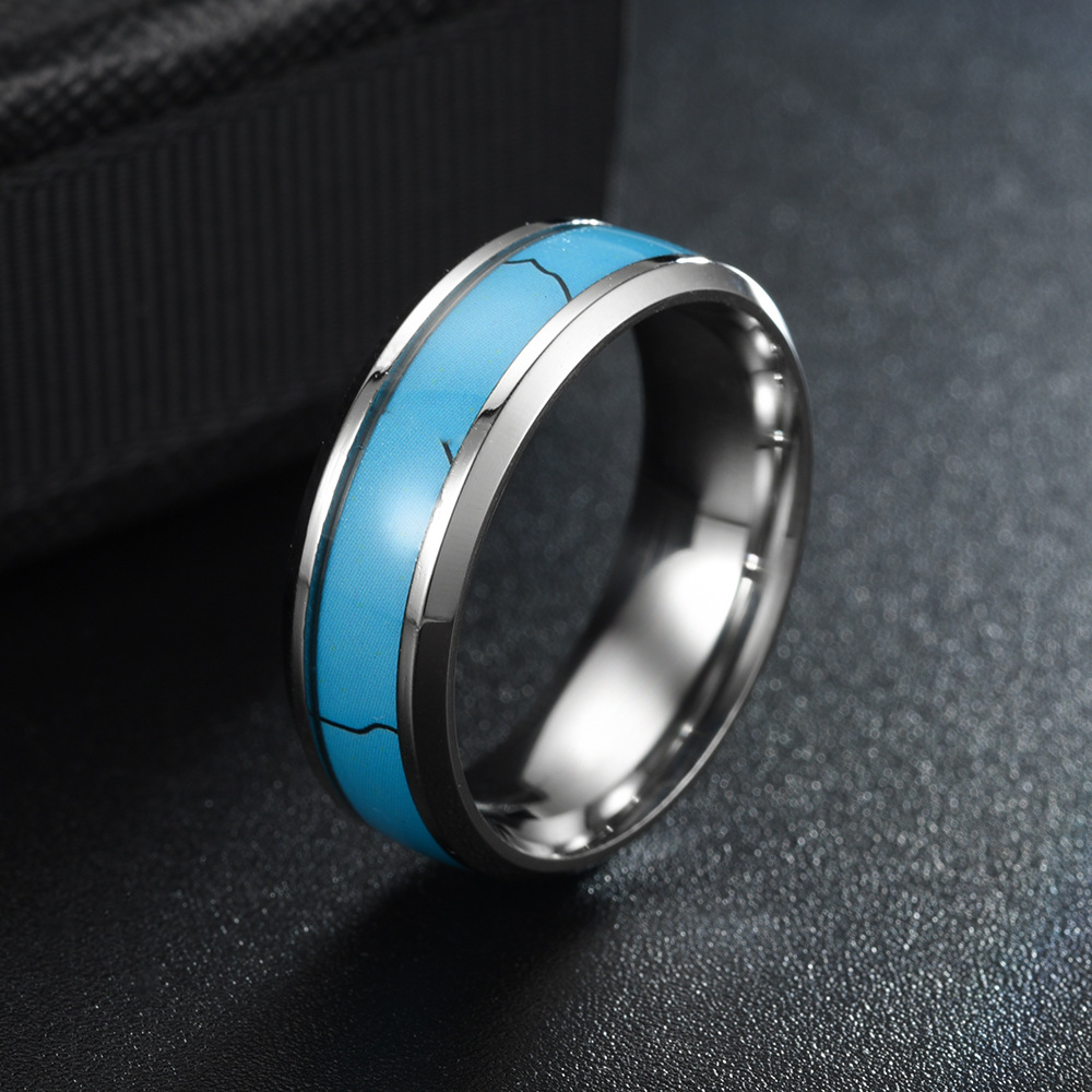 Mode 8mm m￤n silver f￤rg volfram vigselring bl￥ zirkon sten inlagd polerad platt ring f￶r m￤n br￶llop band smycken