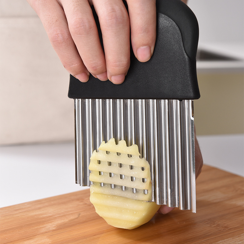 Groente gereedschap roestvrijstalen aardappel chip slicer deeg keuken groente fruit crimeren golvende snijbeen mes aardappelen snijder chopper friet maker zxf125