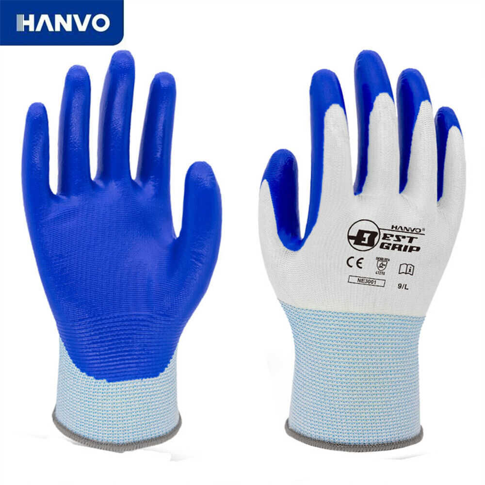 Nouveau es de gants de travail en Polyester Nitrile résistant aux gaz d'huile