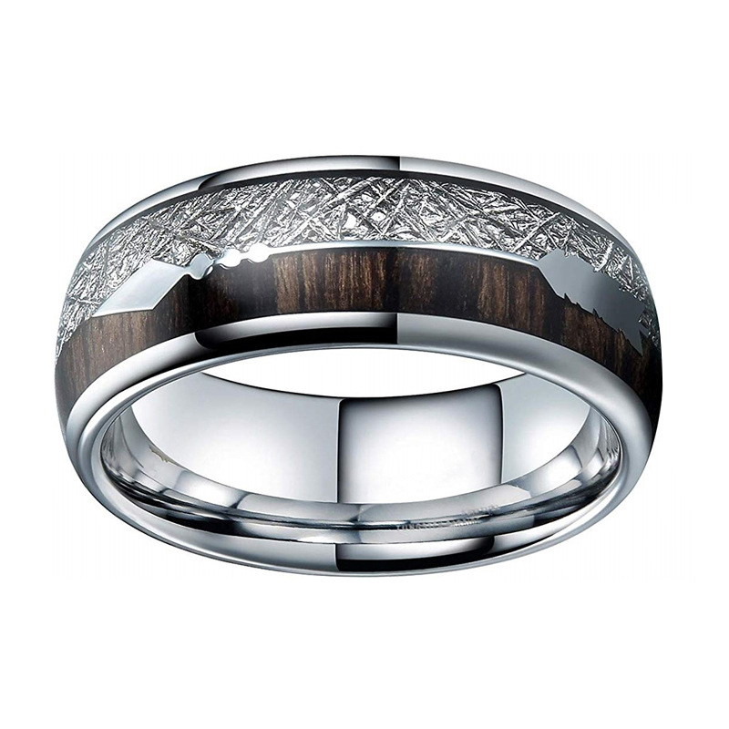 Mode 8mm Männer Wolfram Hochzeit Edelstahl Ringe Inlay Holz Pfeil Ring männer Hochzeit Band Schmuck