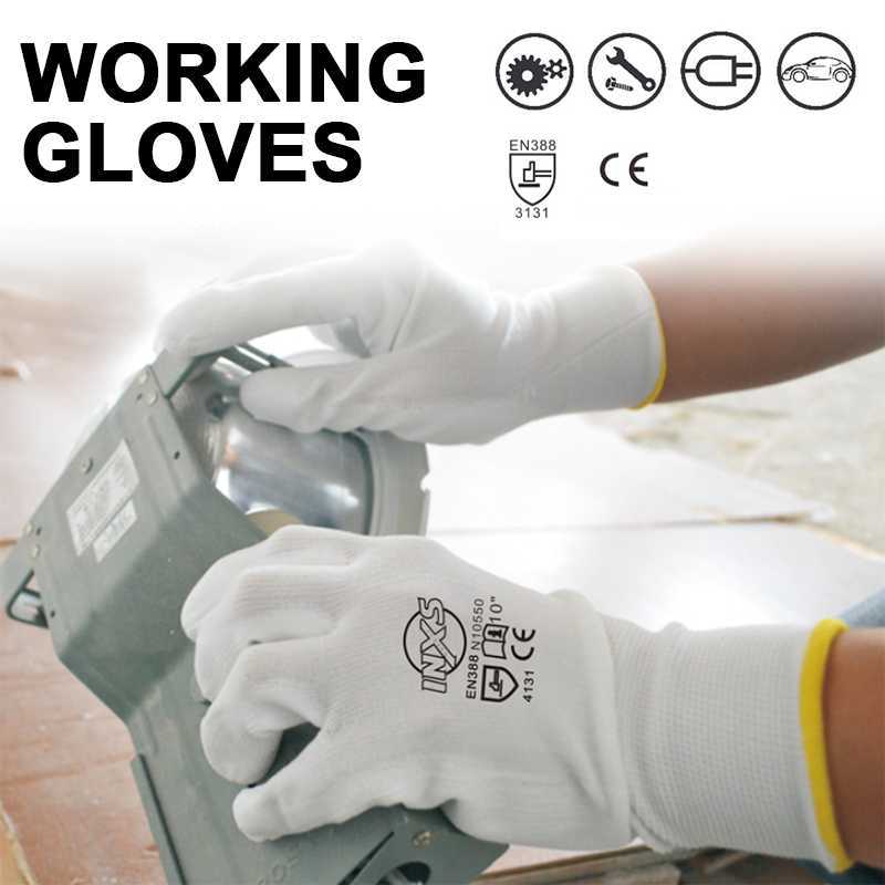 CE Certificated Black Polyester PU Work Safety Gloves Mechanic Working For Garden Labor Protection gloves EN388