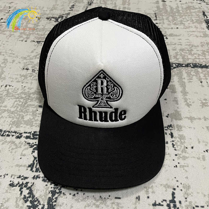 Protezione solare esterni di alta qualità Patchwork in rete Cappello RHUDE Uomo Donna Tag Cappello a tesa larga regolabile Ricamo a cuore Rhude Berretto da baseball