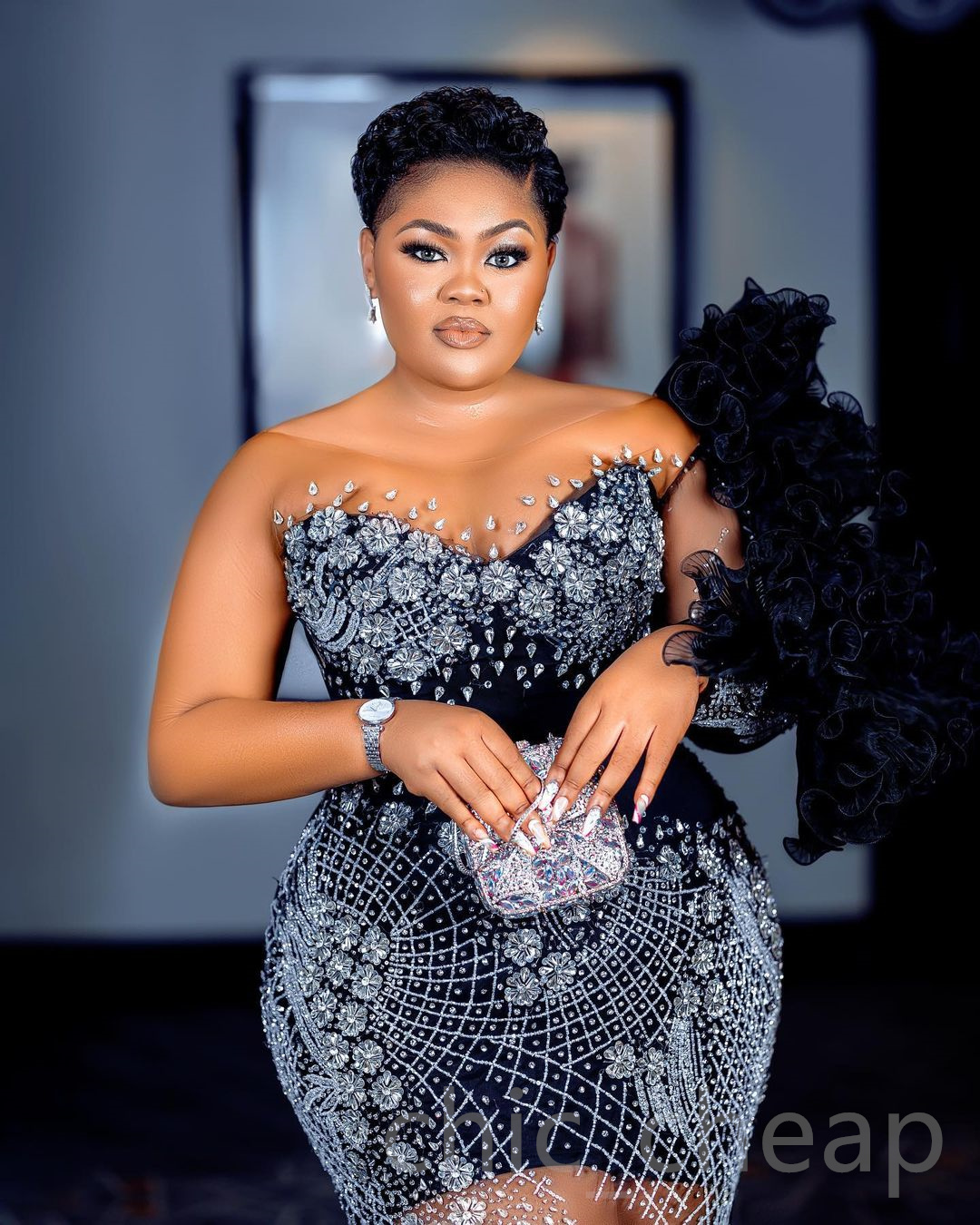 2023 Arabic Aso Ebi Black Mermaid Prom Dresses Beaded Crystals