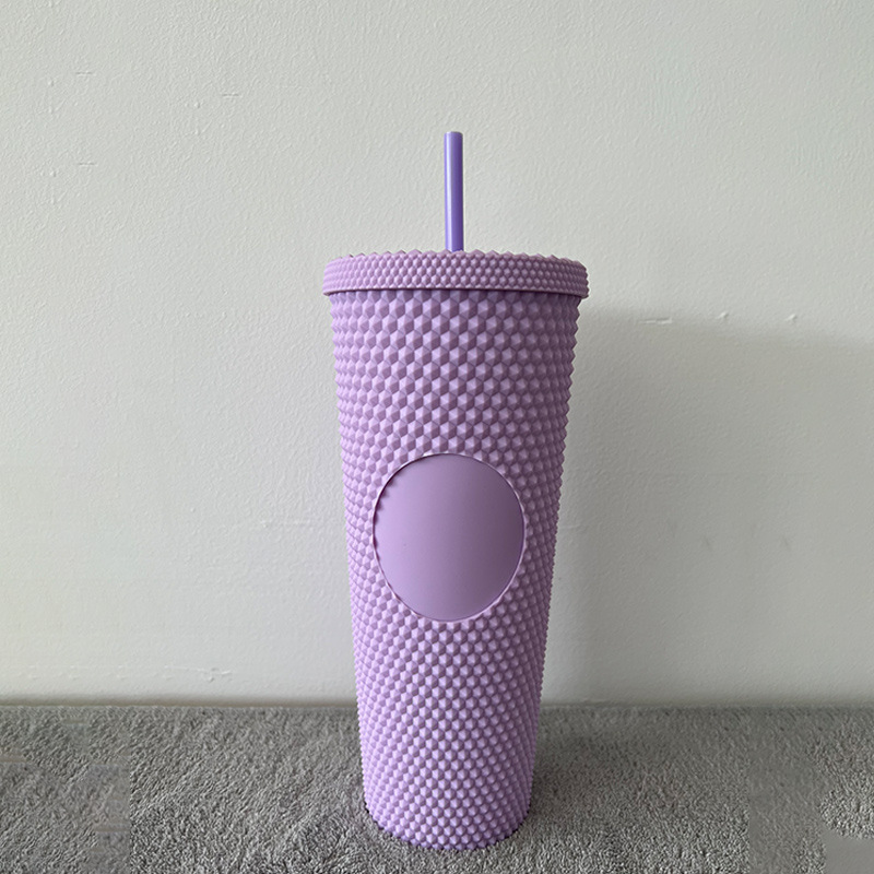 ABD yerel depo 24oz çivili akrilik tumbler çift duvarlı plastik bardak diy içme içecek tumbler 6 renk karışık /kasa