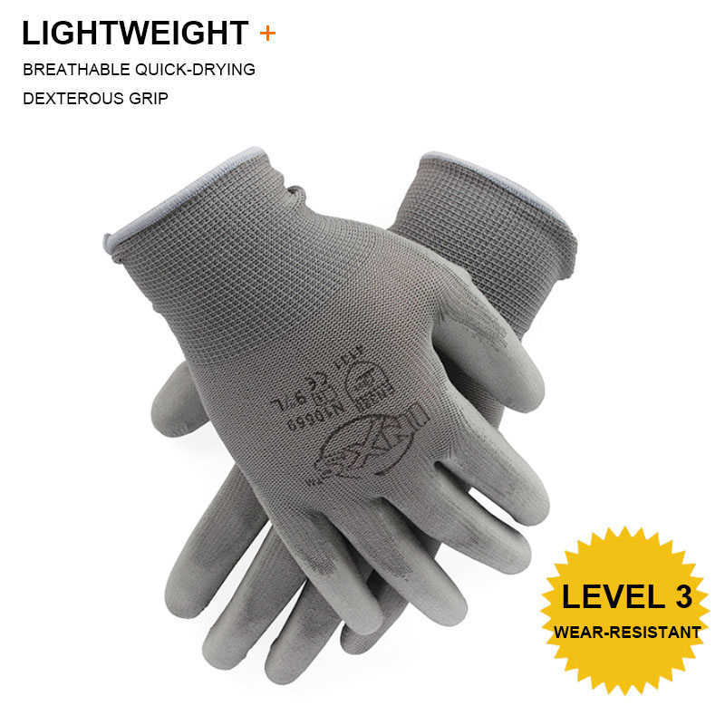 CE Certificated Black Polyester PU Work Safety Gloves Mechanic Working For Garden Labor Protection gloves EN388