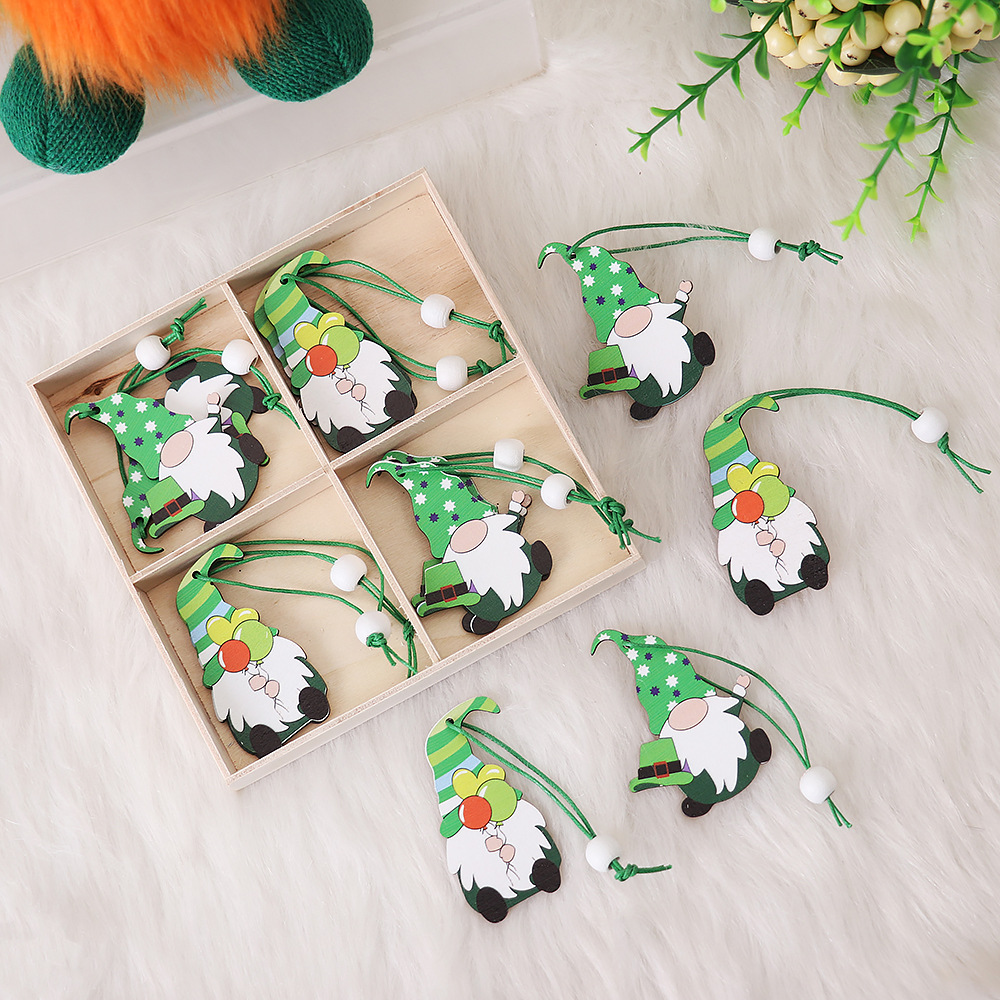 set Saint Patrick's Day festive Wooden Doll Pendant for home265k