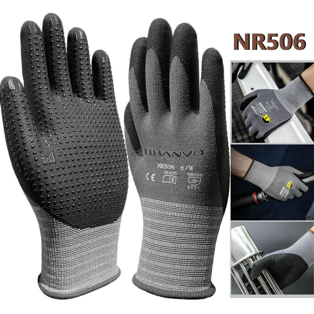 Nylon PU Nitrile Safety Coating Work Gloves Mechanic 15 Gauge Working Palm Coated