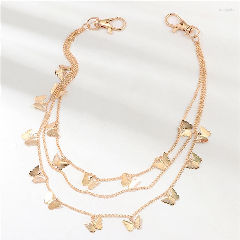 Belts Chic Butterfly Multilevel Low Metal Chains Waist Keychain Fashion Side Chain Belt Accessories Jewelry For Jeans3131