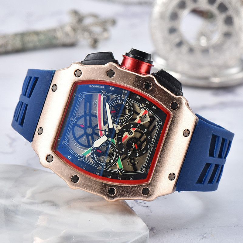 The latest RM6 pin automatic date watch Limited edition men's watch top brand luxury full function quartz watch silicone strap