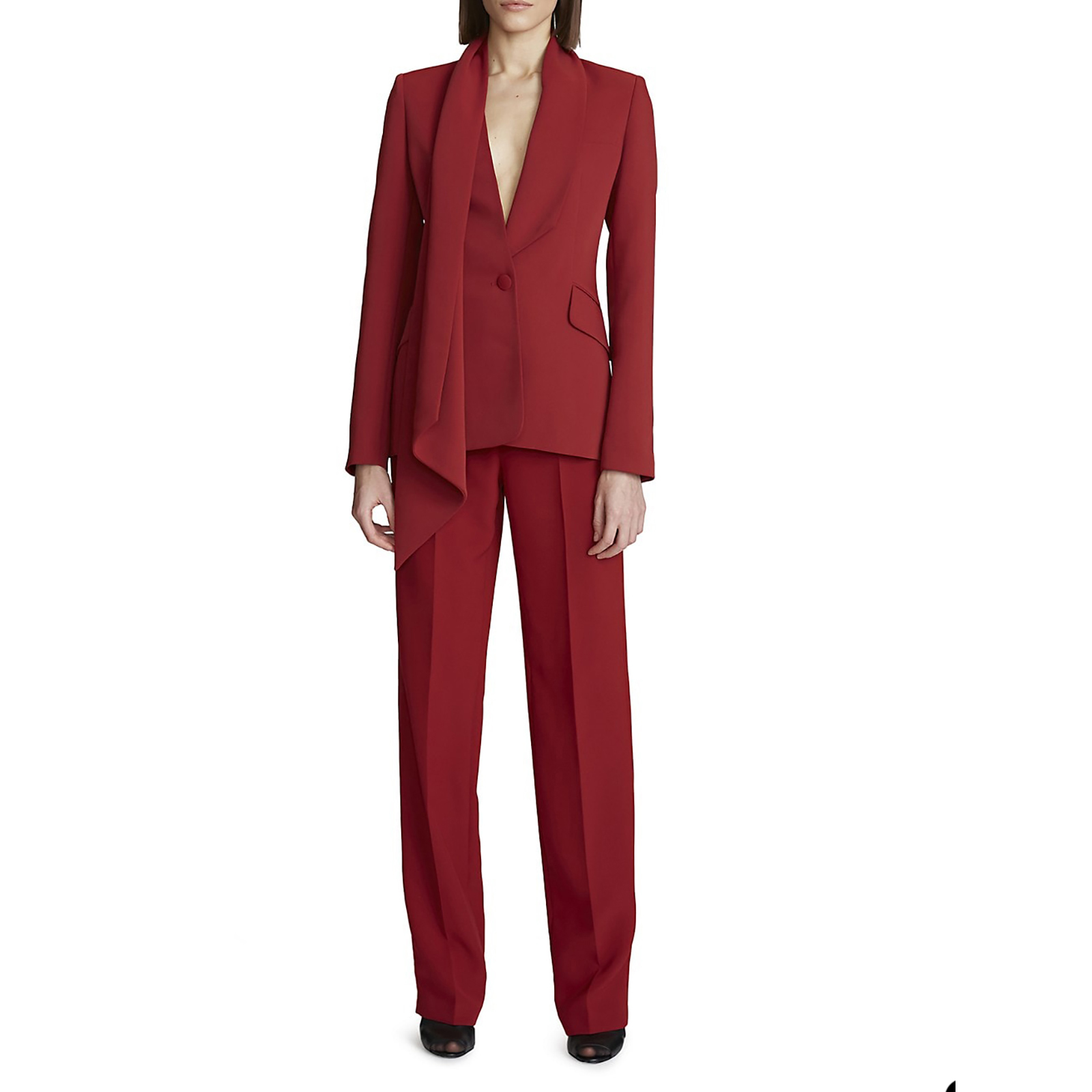 Spring Fashion Dark Red Women Pants Pakken voor bruiloft Moeder van het bruidspak Avondfeestje Blazer Guest Draag 2 stuks