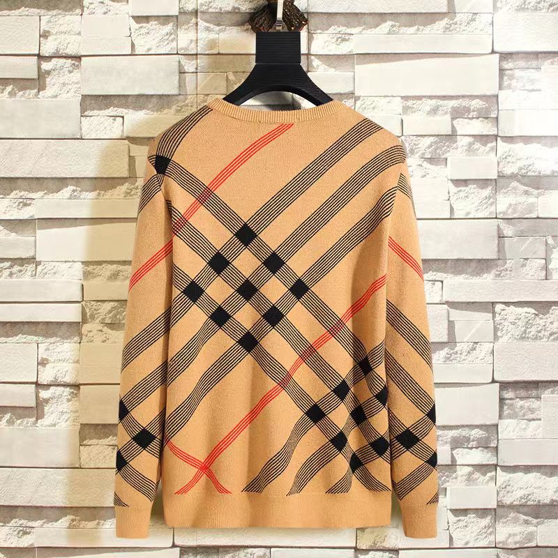 Nuovi maglioni autunno e inverno Pullover girocollo da uomo Plaid casual Maglioni di cashmere caldi elastici Sottofondo di moda premium da uomo