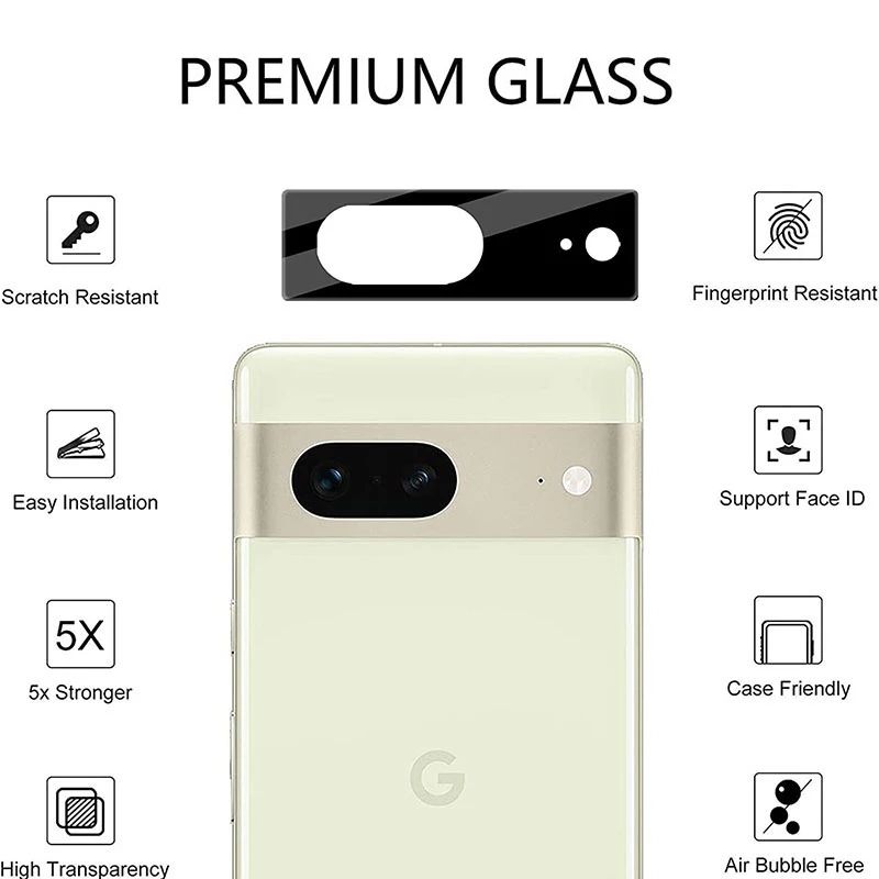 Protecteur de caméra en verre trempé 3D pour Google pixel 6 pro 6A 7Pro film en soie trempé Big Edge noir