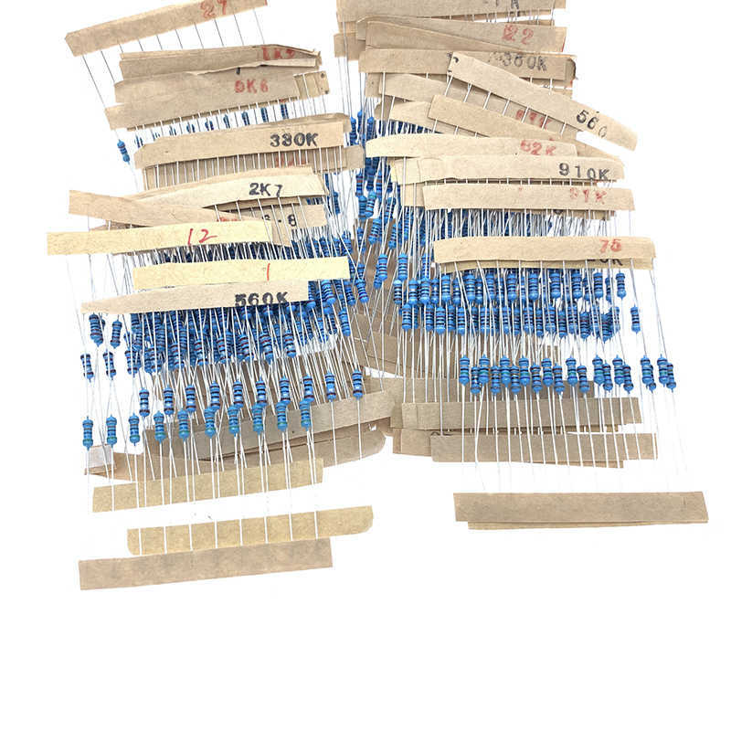 1/4W 1% metal film resistor package 0.1R-4.7M 122 types*