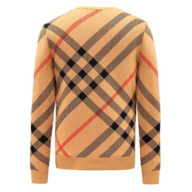 Nuovi maglioni autunno e inverno Pullover girocollo da uomo Plaid casual Maglioni di cashmere caldi elastici Sottofondo di moda premium da uomo