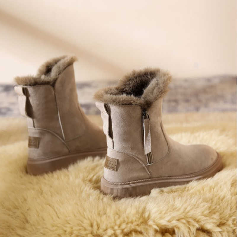 Laarzen dames sneeuw middelste kalf comfortabel warm houden pluche rits casual winter nieuw 221215