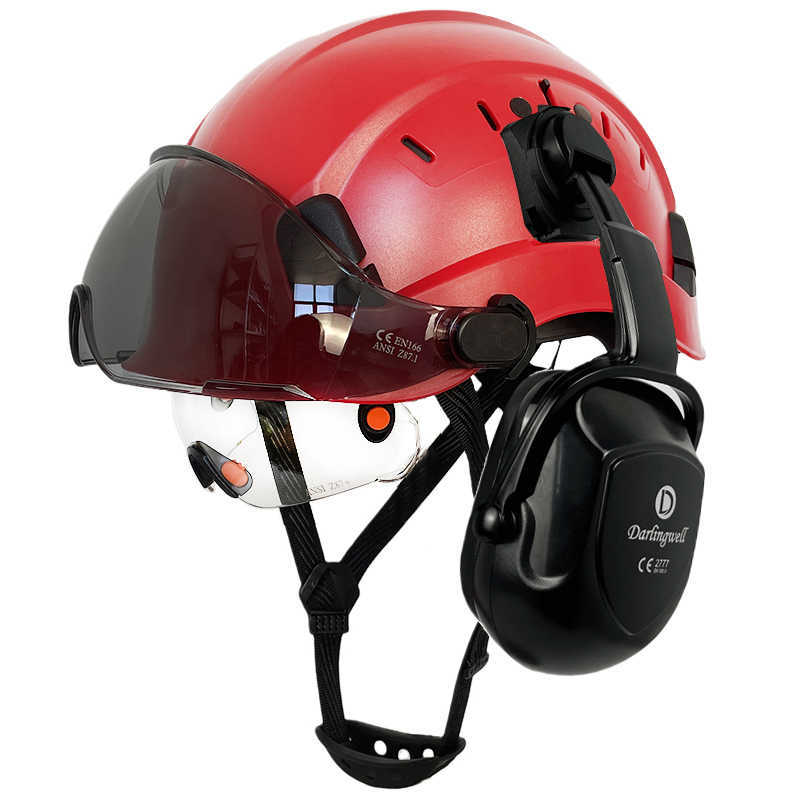 Casque de sécurité de Construction CE avec doubles visières pour ingénieur et casque antibruit EN352 ABS, casquette de travail ANSI, Protection de la tête