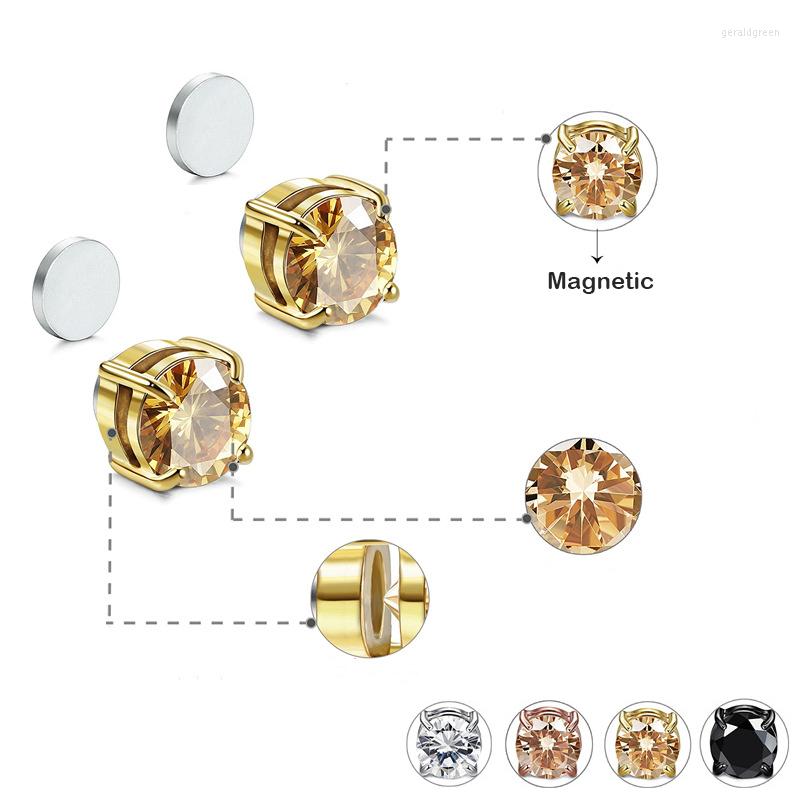 Boucles d'oreilles Stud Luxury Cumbic Zirconia Magnet Clip Acupresure Lympha Magnétique Magtherapy Lymphvity Magtherapy pour femmes 336T