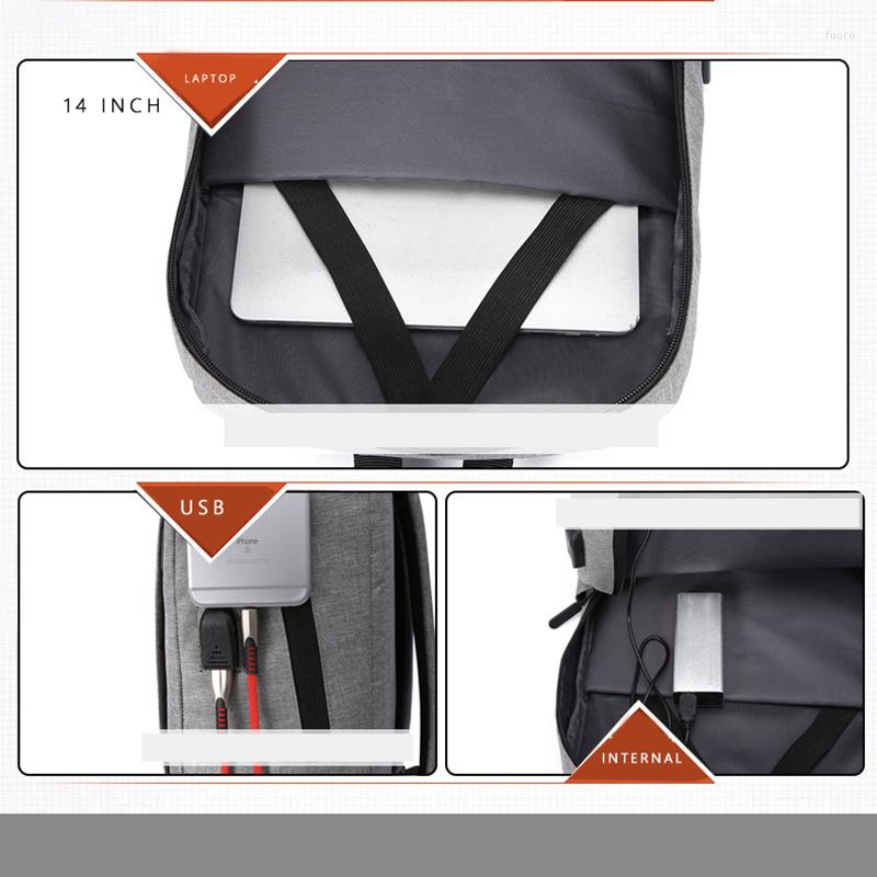 Backpack Waterproof Nylon 14 Inch Laptop Backpacks Fashion School Mochilas Feminina Casual USB Charging Bag For Men Women280w