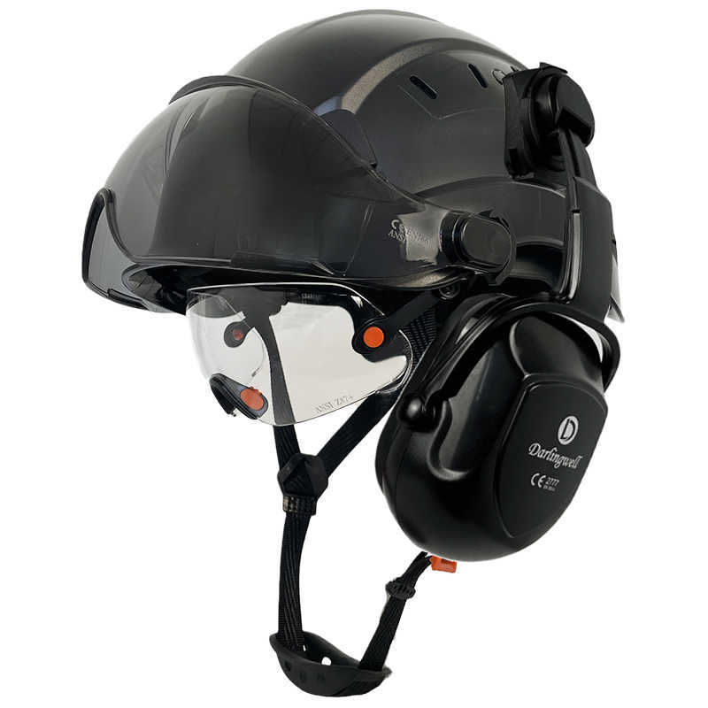 Capacete de segurança de novo tipo CE com viseira para engenheiro e abeto de ouvido EN352 ABS Hard Hard Hard Ansi Cap Head Protection En397