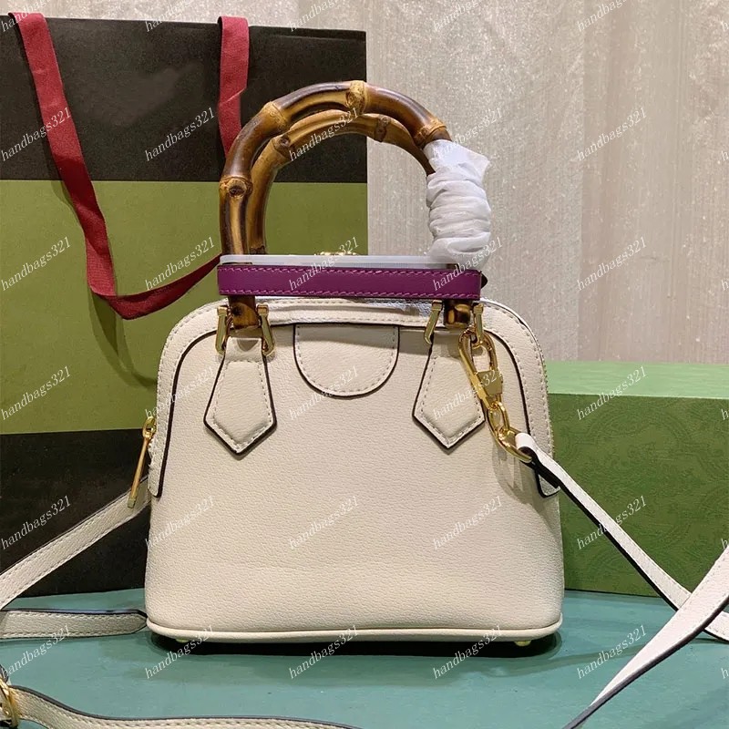 Torby na ramię Shell Diana Bambusowa torba Moda damska Sklep Torebki Crossbody Totes na ramię Projektantka luksusowa torebka Klasyczna listowa Gun Color Hardware Totes