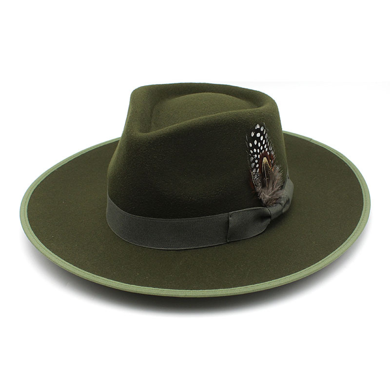 Water Drop Top Bowknot Feather Fedora Hat Jazz brim hoeden Vrouwen mannen Fedoras vrouw man cap herfst winter caps 