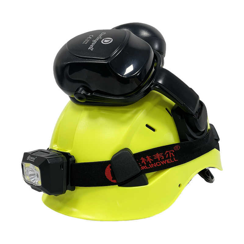 Darlingwell USA Bauschutzhelm mit LED-Licht, Ohrenschützer, Gehörschutz, CE EN352, ABS-Schutzhelm, Aloft Work, ANSI Z89.1