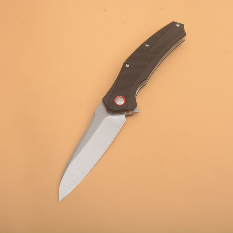 G0115 Coltello chiudibile Flipper 8Cr14Mov Lama Tanto Point satinata G10 con manico in acciaio inossidabile Cuscinetto a sfera Coltelli tascabili EDC ad apertura rapida Guan