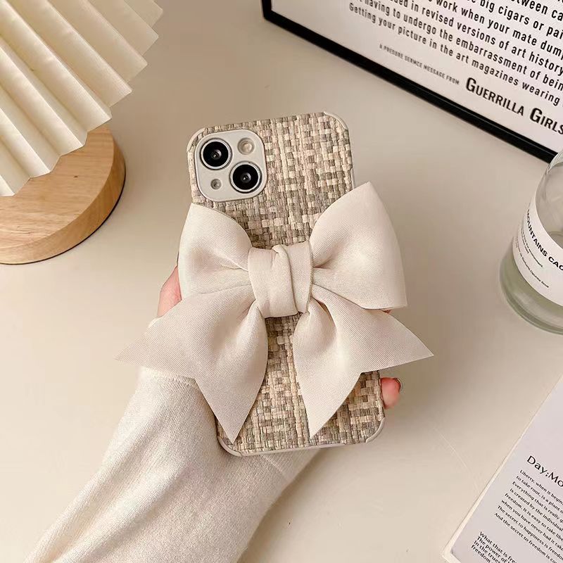 디자이너 폰 케이스 폰 14 12 Pro Max Mixed Color Braided Cute Bow Phone Case Simple 11 13 Mini XR XS XSMAX 7 8